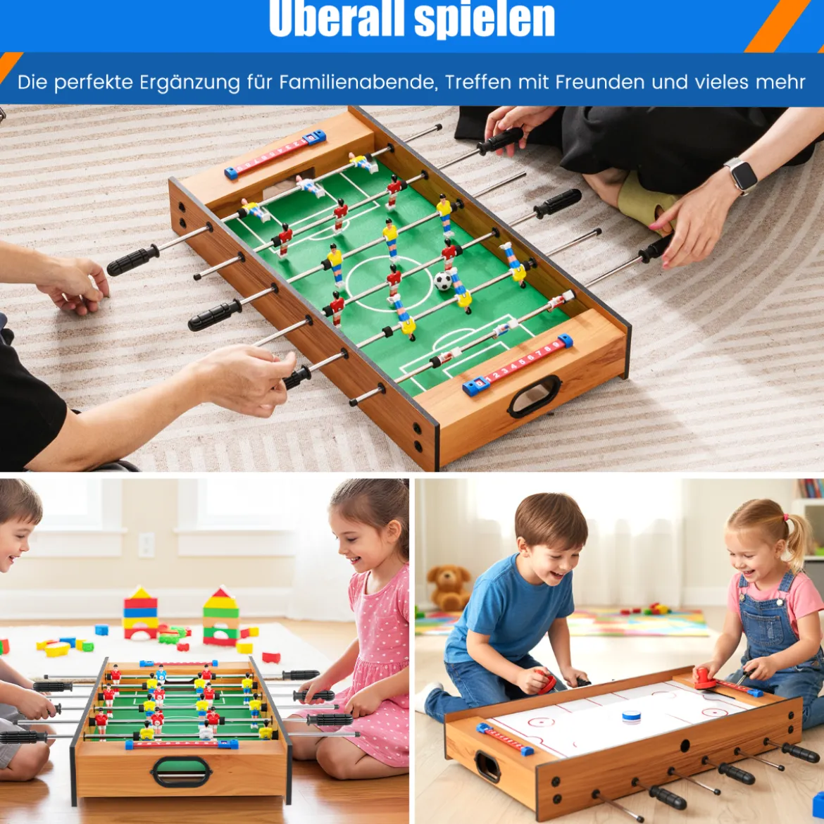 2 in 1 Spieltisch Multifunktionsspieltisch aus Holz Multi-Spieltisch Air Hockeytisch und Tischkicker
