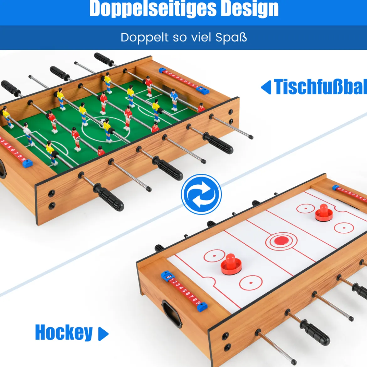 2 in 1 Spieltisch Multifunktionsspieltisch aus Holz Multi-Spieltisch Air Hockeytisch und Tischkicker