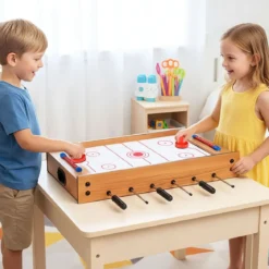 2 in 1 Spieltisch Multifunktionsspieltisch aus Holz Multi-Spieltisch Air Hockeytisch und Tischkicker