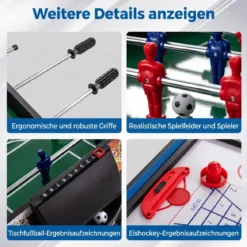 14 in 1 Spieltisch Set Tischspiel Multifunktional mit Tischfußball Hockey Billard Tischtennis usw. Blau