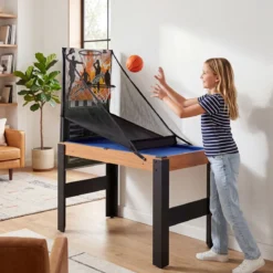 14 in 1 Spieltisch Set Tischspiel Multifunktional mit Tischfußball Hockey Billard Tischtennis usw. Natur