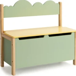 2 in 1 Spielzeugschrank und Sitzbank mit Rücklehne Spielzeugkiste Spielzeugtruhe grün 60 x 26 x 50cm