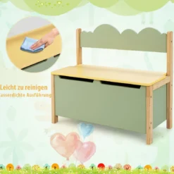 2 in 1 Spielzeugschrank und Sitzbank mit Rücklehne Spielzeugkiste Spielzeugtruhe grün 60 x 26 x 50cm