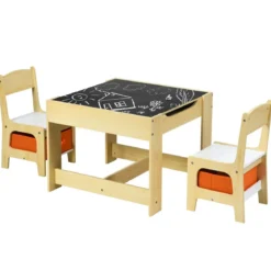 3 in 1 3 TLG. Kindersitzgruppe Kindermöbel Kindersitzgarnitur Kindertisch mit 2 Stühlen aus Holz Maltisch