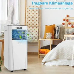 4 in 1 Tragbares Klimagerät 7000 BTU Kühlen & Ventilieren & Entfeuchten 16 ℃～32 ℃ Weiß