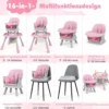 16-in-1 Umwandelbarer Hochstuhl mit Abnehmbarem Tablett & 5-Punkt-Gurt Kindertisch- & Stuhlset Rosa