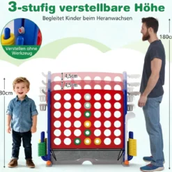 4 in 1 Vier Gewinnt mit Ringwurf & Basketballkorb & Golfspiel & Tragetasche Jumbo 4 Gewinnt Rot