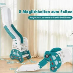 5 in 1 Wandelbare Kinderrutsche als Hocker & Bücherregal Beidseitiges Whiteboard & Bauplatte