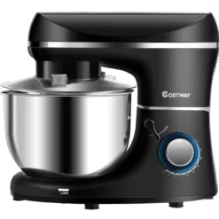 3 in 1 1300W Elektrischer Standmixer Rührmaschine 5,5L Küchenmaschine mit 10-stufigen Geschwindigkeit Schwarz
