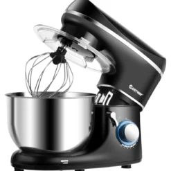 3 in 1 1300W Elektrischer Standmixer Rührmaschine 5,5L Küchenmaschine mit 10-stufigen Geschwindigkeit Schwarz