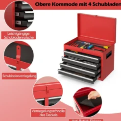 2 in 1 Werkstattwagen mit Koffer & 8 Fächer & Verstellbarem Regal Werkzeugwagen 100 kg Tragkraft