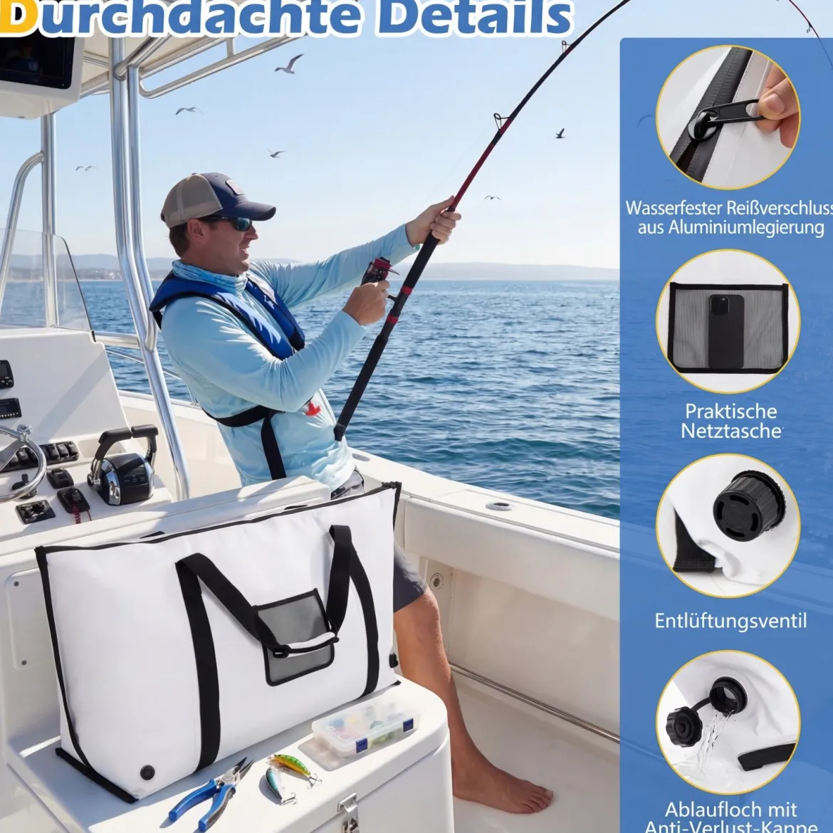 Isolierte Fisch-Kühltasche für Gefangene Fisch-Tötungstasche Angeltaschen 122 x 46 x 51 cm