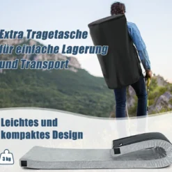 Isomatte Camping Campingmatratze aus Memory-Schaum leichte Schlafmatte mit Flanellbezug 183 x 62,5 x 6,5 cm