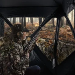 Jagdblind 2-Personen-Bodenzelt mit Geräuschlosen Schiebefenstern Tragbares Pop-up Camouflage Zelt