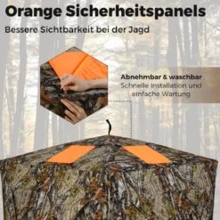Jagdblind 2-Personen-Bodenzelt mit Geräuschlosen Schiebefenstern Tragbares Pop-up Camouflage Zelt