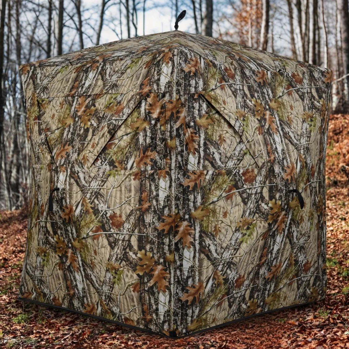 Jagdblind 2-Personen-Bodenzelt mit Geräuschlosen Schiebefenstern Tragbares Pop-up Camouflage Zelt