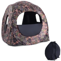 Jagdzelt Pop Up Design mit 360°-Weitsicht & Tragetasche & Spanngurten für 2 Personen