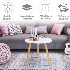 Kaffeetisch Beistelltisch Esstisch Küchentisch Nachttisch Holz Weiß