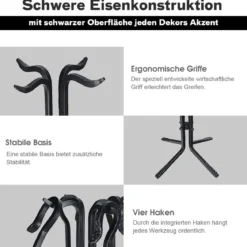 Kaminbesteck Set 5 TLG schmiedeeiserner Kaminwerkzeug set Schwarz