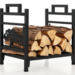 Kaminholzregal aus Metall bis zu 50 kg Tragbar für Innen- und Außenbereich 45 x 33 x 44 cm