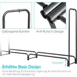 Kaminholzregal Aussen Metall 184 x 35,5 x 122,5 cm Brennholzregal mit wasserdichter Abdeckung
