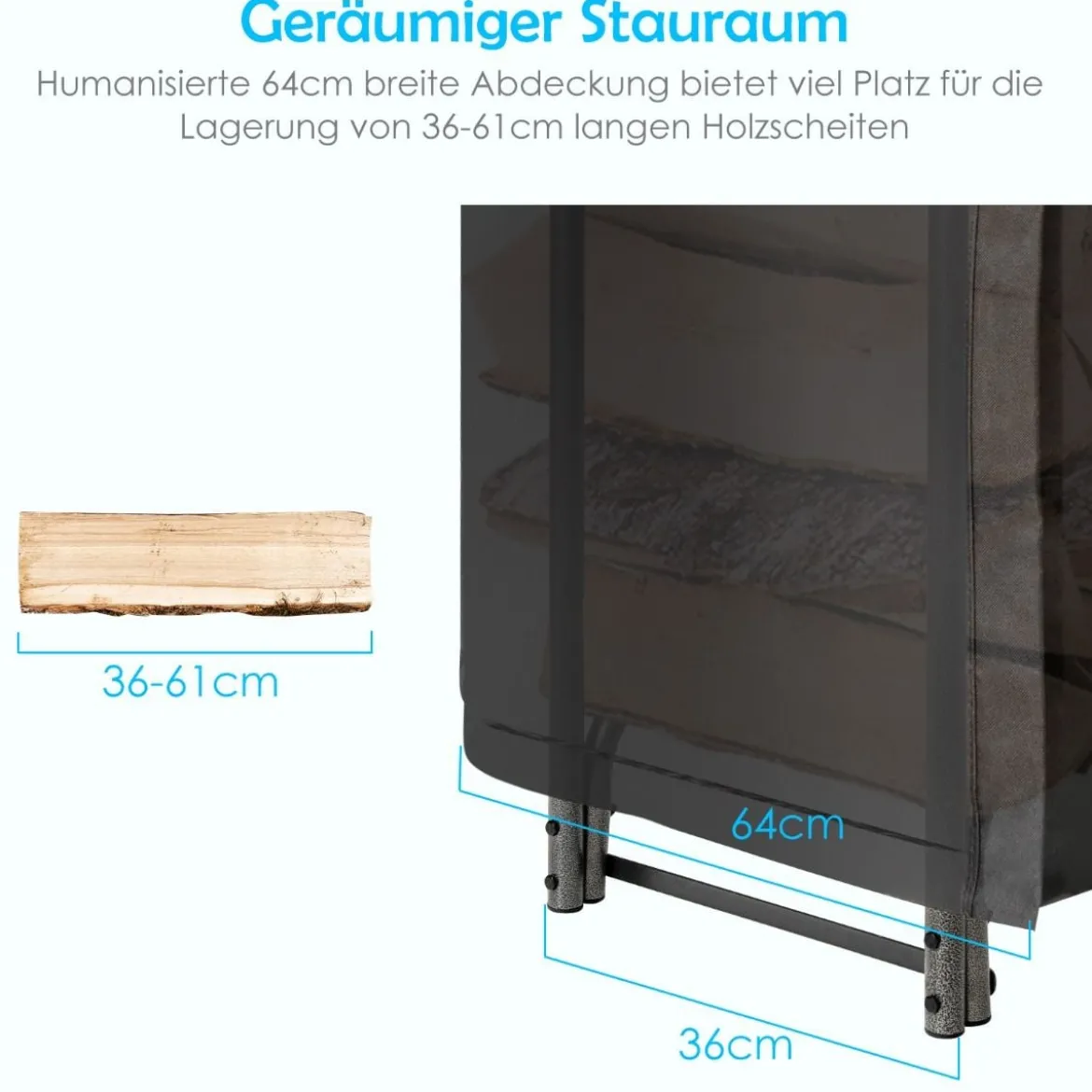 Kaminholzregal Aussen Metall 184 x 35,5 x 122,5 cm Brennholzregal mit wasserdichter Abdeckung