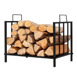 Kaminholzregal Metall bis 50kg belastbar Brennholzregal Feuerholzregal 46 x 31 x 46 cm Schwarz