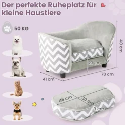 Katzenbett mit Weichem Gepolstertem Kissen & Waschbarem Bezug Hundesofa Katzensofa Grau