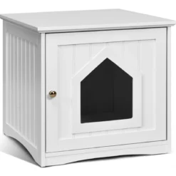 Katzenhaus Kleintierhaus Holz Katzenschrank Haustier Haus 51 x 49 x 47cm Weiß