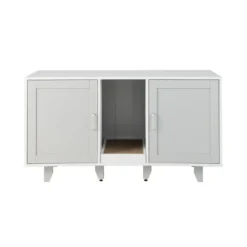 Katzenschrank für Katzentoilette mit Kratzbrett & 2 Türen & Eingang 120 x 52 x 65 cm