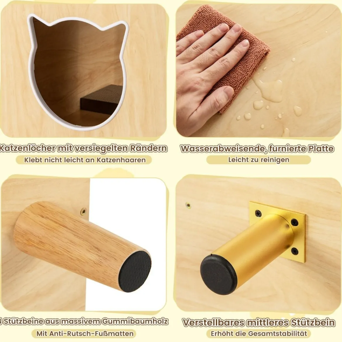Katzenschrank für Katzentoilette Katzenklo Schrank mit 2 Türen Katzenhaus für 2 Katzen Natur/Weiß