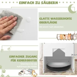 Katzentoiletten-Gehäuse mit magnetischer halber Klapptür & Katzenloch Weiß