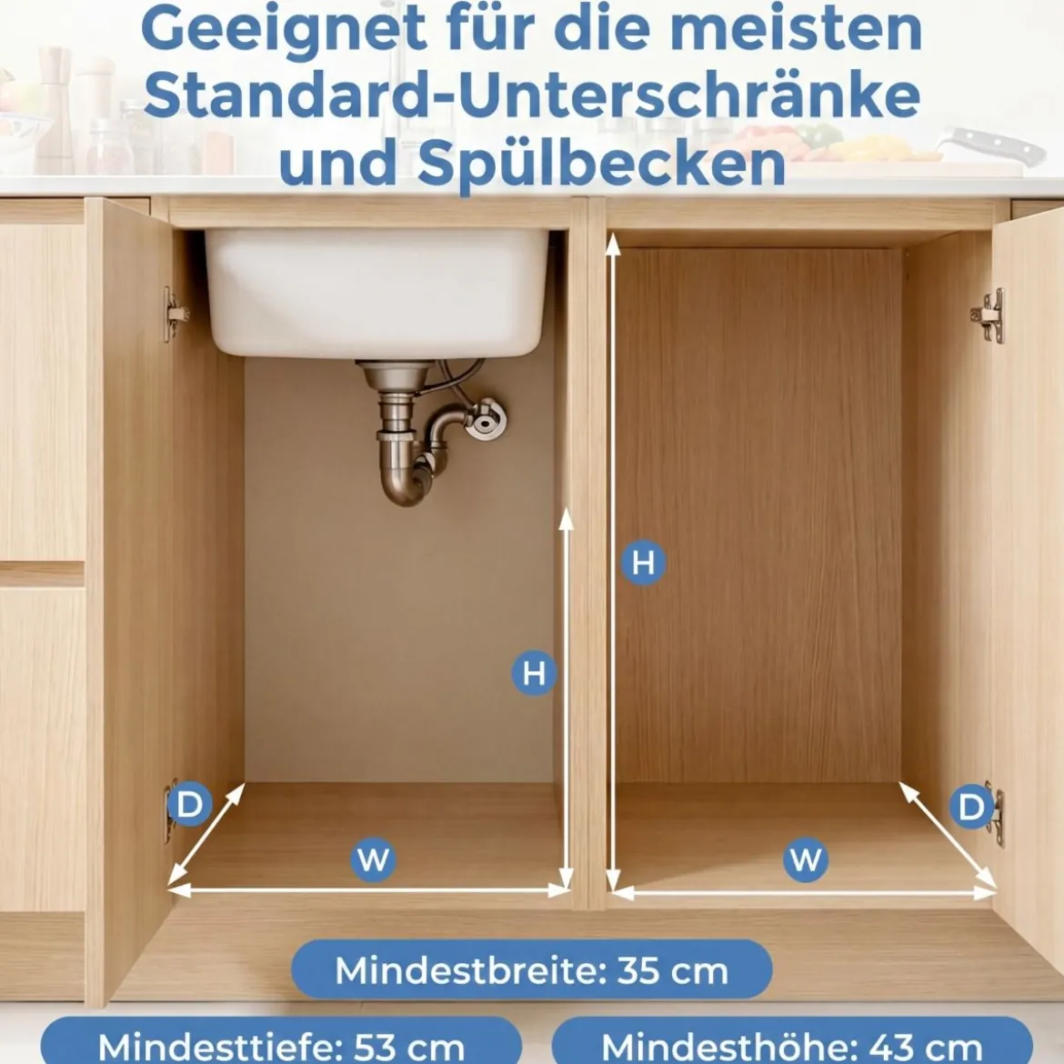 Küche Abfalleimer mit 2 Fächer Ausziehbarer Küchenmülleimer mit ABS Deckel Mülltrennsystem Grau