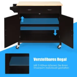 Kücheninsel Servierwagen mit Schubladen 110 x 48 x 90 cm Braun