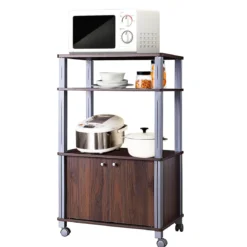 Küchenregal für Mikrowelle Küchenwagen mit Rollen 60 x 40 x 98 cm Braun