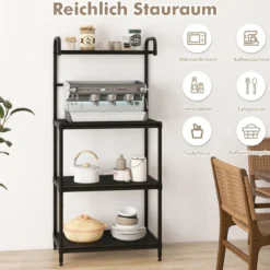 Küchenregal 4-stufig Mikrowellenregal mit verstellbaren Regalböden Mikrowellenständer aus Metall 59 x 34 x 136 cm
