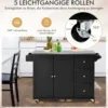 Küchenwagen mit Edelstahl Arbeitsplatte & Schublade & Handtuchhalter & Gewürzregale Schwarz