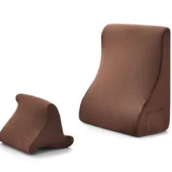 Keilkissen-Set ergonomisches Rückenkissen mit Seitentaschen und waschbarem Bezug Stützkissen für Nacken 47,5 x 23,5 x 54 cm Braun