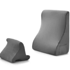 Keilkissen-Set ergonomisches Rückenkissen mit Seitentaschen und waschbarem Bezug Stützkissen für Nacken 47,5 x 23,5 x 54 cm Grau
