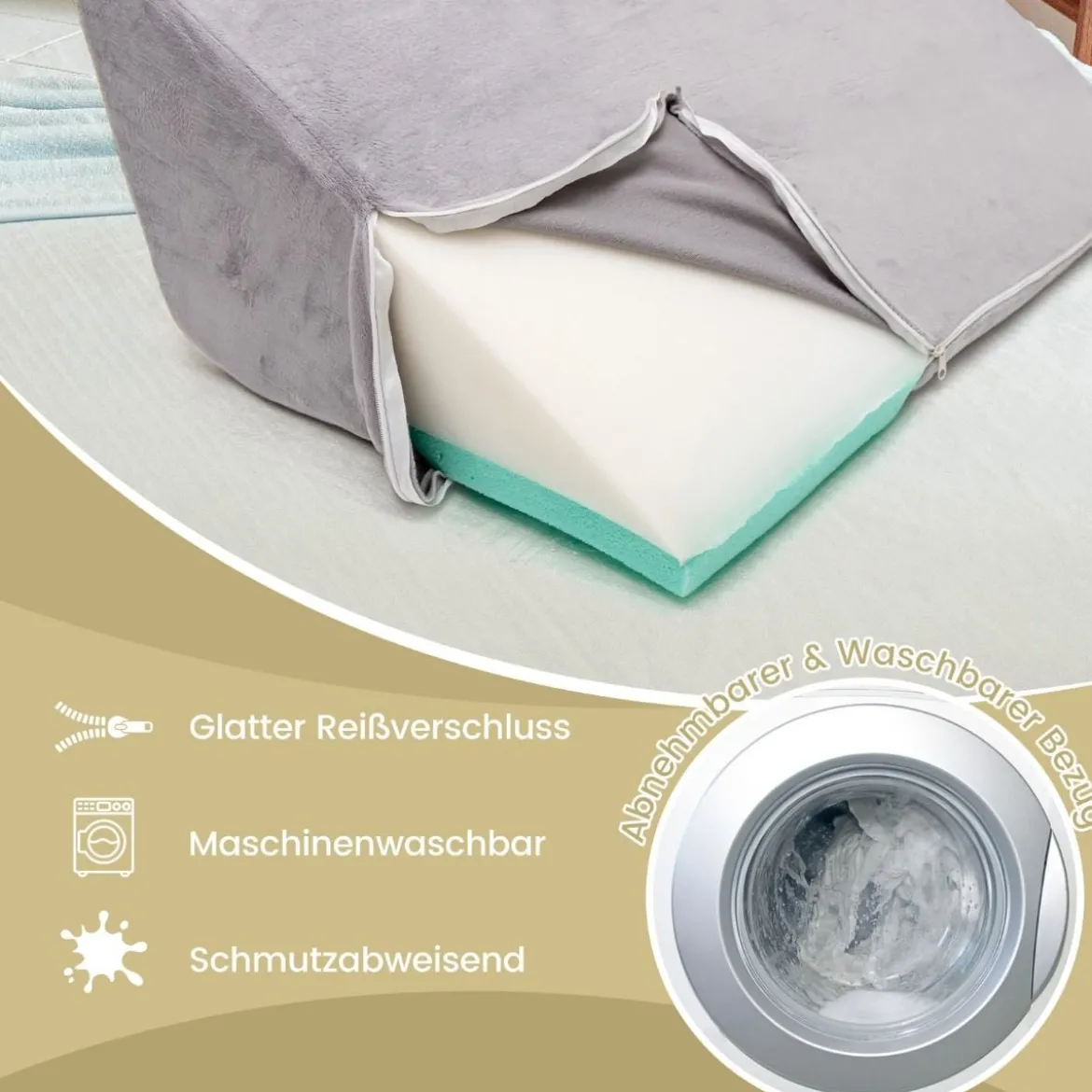 Keilkissen-Set 4-Teiliges Bettkeilkissen Postoperatives Memory-Schaum-Kissen-Set Grau