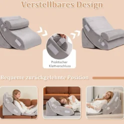 Keilkissen-Set 6-Teiliges Keilkissen-Set mit Nacken- und Beinschmerzlinderung Grau