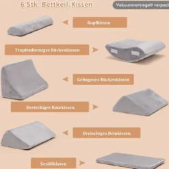 Keilkissen-Set 6-Teiliges Keilkissen-Set mit Nacken- und Beinschmerzlinderung Grau