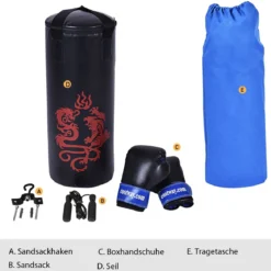 10KG Boxsack-Set mit 8oz Boxhandschuhen Kinder Punchingsack Punching Bag Boxing Bag