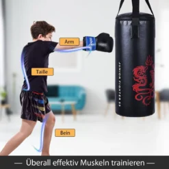 10KG Boxsack-Set mit 8oz Boxhandschuhen Kinder Punchingsack Punching Bag Boxing Bag