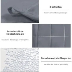 6,82 kg Gewichtsdecke Bequeme Gravity Decke mit Glasperlen 183 x 122 cm Grau