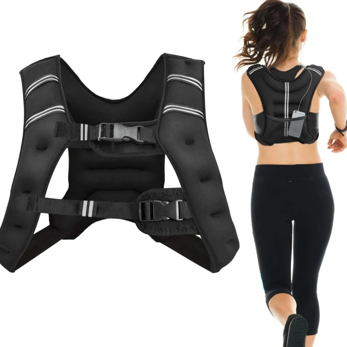 8KG Gewichtsweste Trainingsweste mit Reflexstreifen und verstellbarem Riemen Fitnessweste