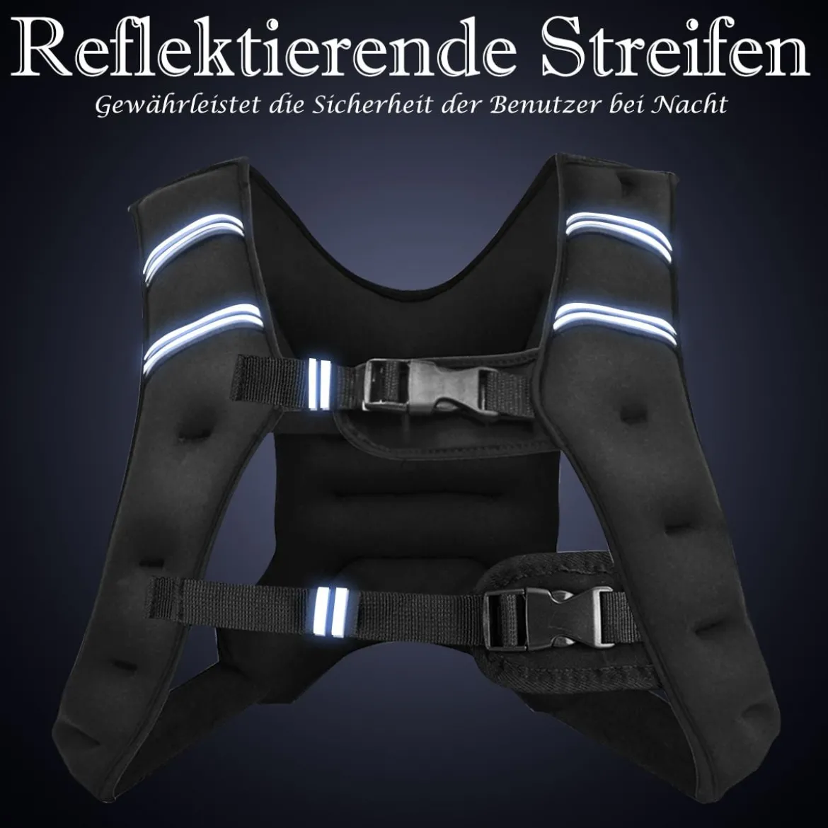 8KG Gewichtsweste Trainingsweste mit Reflexstreifen und verstellbarem Riemen Fitnessweste