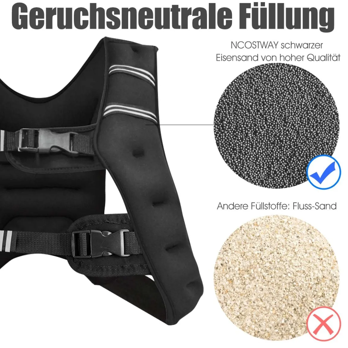 8KG Gewichtsweste Trainingsweste mit Reflexstreifen und verstellbarem Riemen Fitnessweste