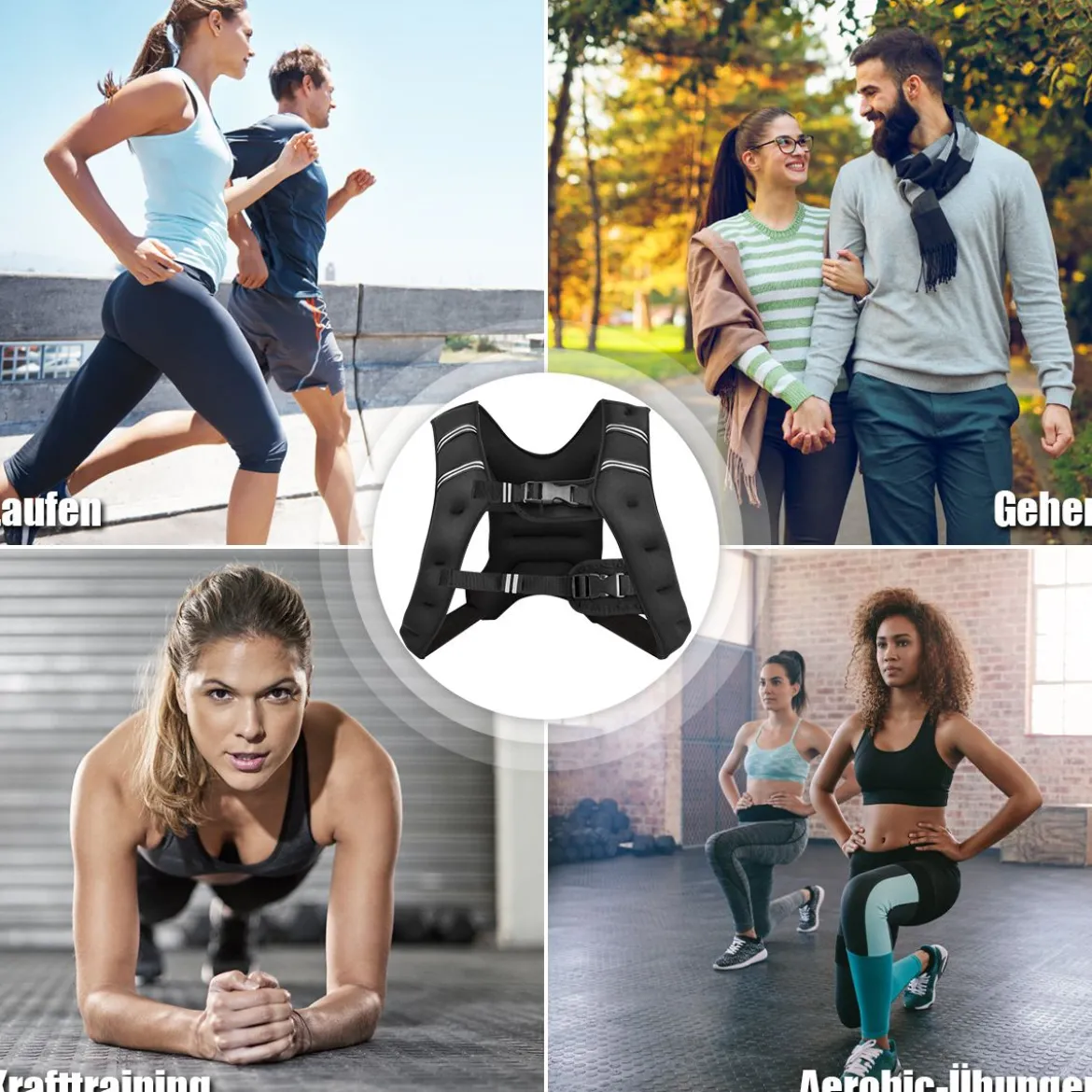 8KG Gewichtsweste Trainingsweste mit Reflexstreifen und verstellbarem Riemen Fitnessweste