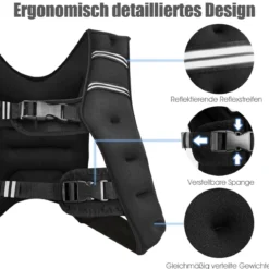 8KG Gewichtsweste Trainingsweste mit Reflexstreifen und verstellbarem Riemen Fitnessweste